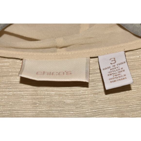 CHICO'S $129 Linen Silk Open Jacket w/ Silk Chiffon Trim Beige Chico's 3 / US XL - Picture 4 of 4